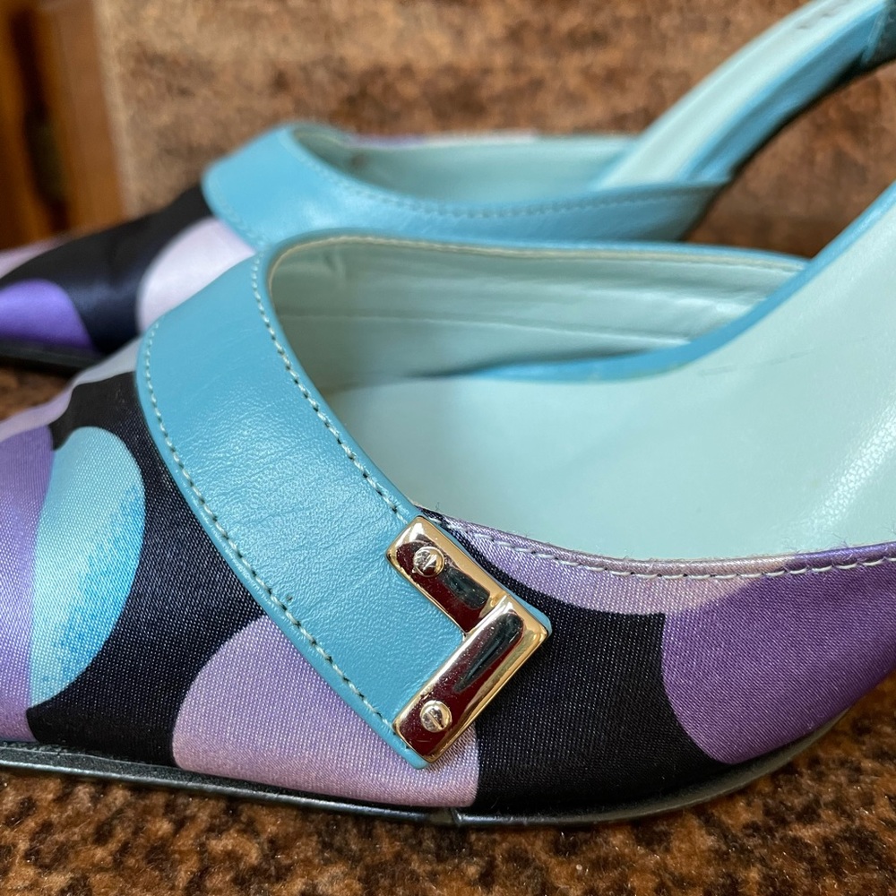 Luichiny - Printed Cloth and Blue Leather, pointed toed pumps - Picture 11 of 16